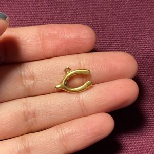 Solid gold vintage wishbone charm
